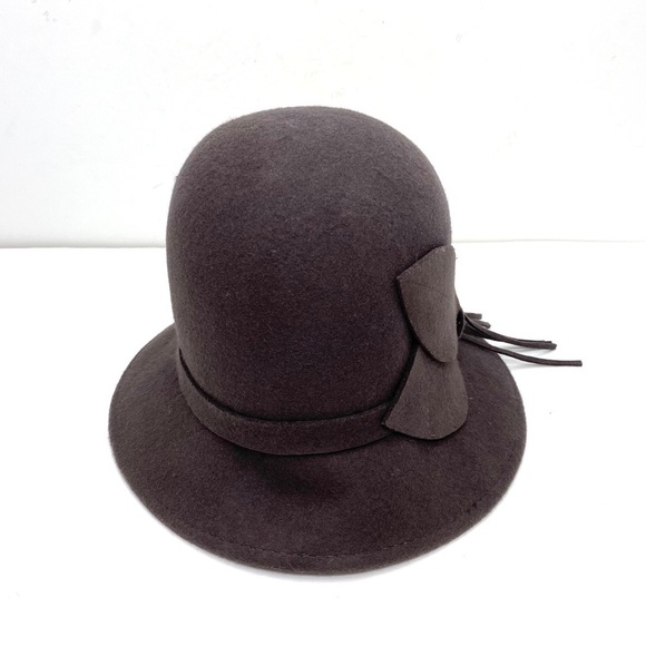 MAGID Hats Wool Felt Leaf Detail Dark Academia Hat in Mushroom Gray main image 3